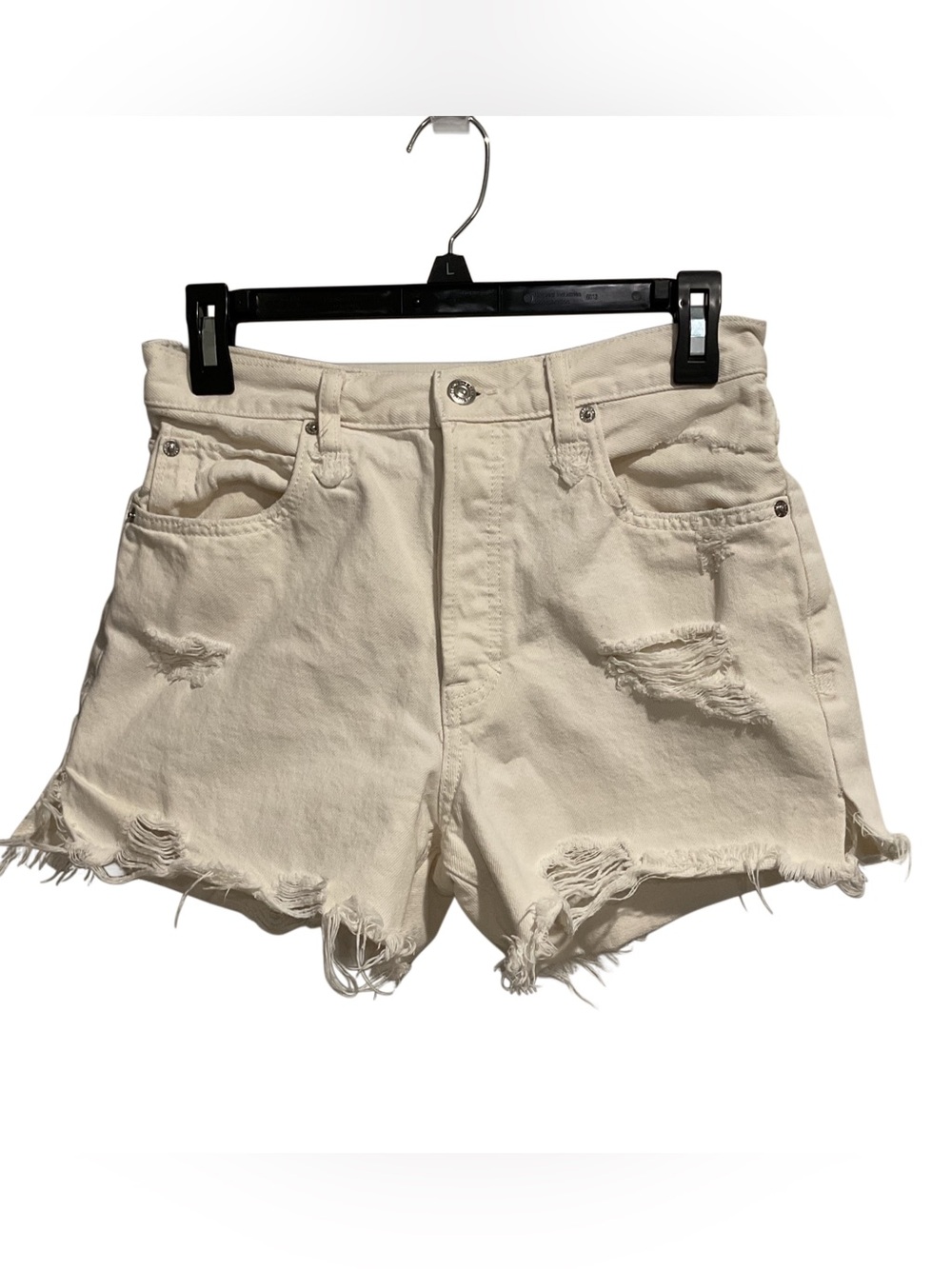 We The Free Distressed High-Rise Denim Shorts White